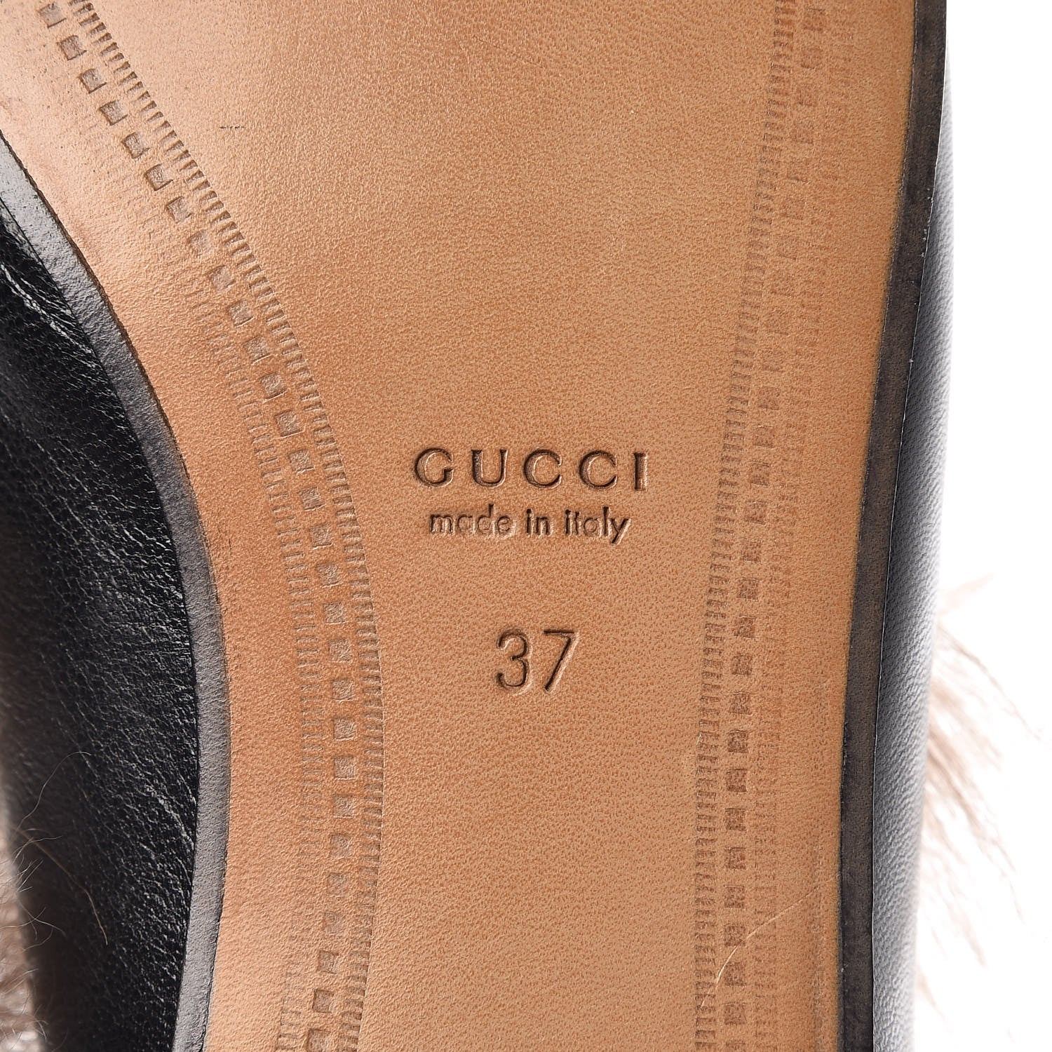 Gucci Malaga Kid Fur Womens Jordaan Loafers 37 Black Natural 8 of 9