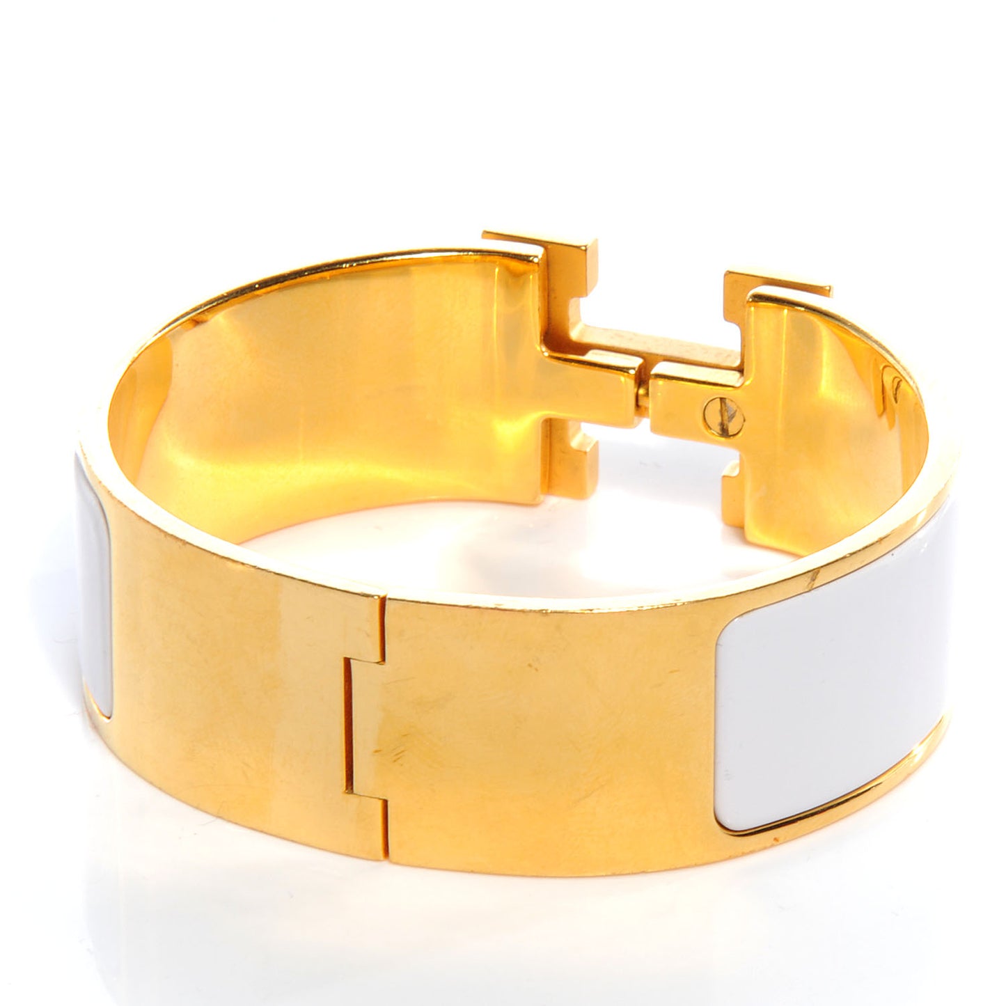Enamel Wide Clic Clac H Bracelet PM White