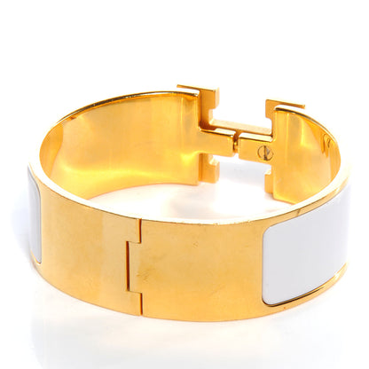 Hermes Enamel Wide Clic Clac H Bracelet PM White 3 of 5