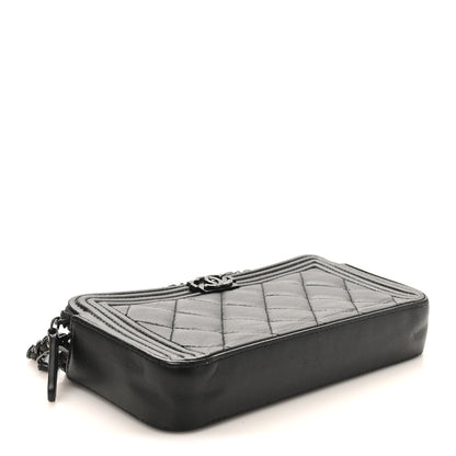 Chanel Lambskin Quilted Small Boy Clutch With Chain So Black 4 of 10
