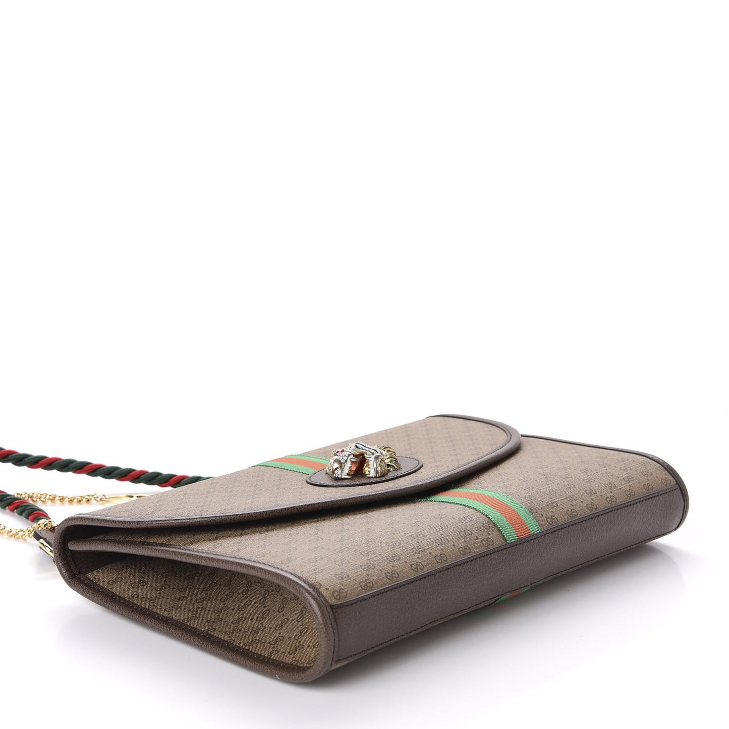 Mini Vintage GG Supreme Monogram Web Medium Rajah Slim Flap Shoulder Bag Beige New Acero