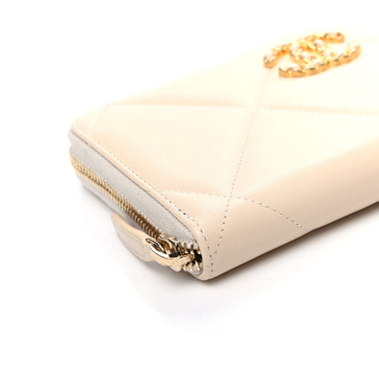 Chanel Shiny Goatskin Quilted 19 Long Zipped Around Wallet Beige 9 of 10