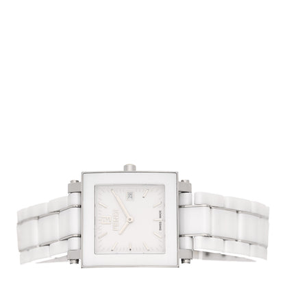 Fendi Stainless Steel Ceramic 30mm Quadro Quartz Watch White 2 of 5