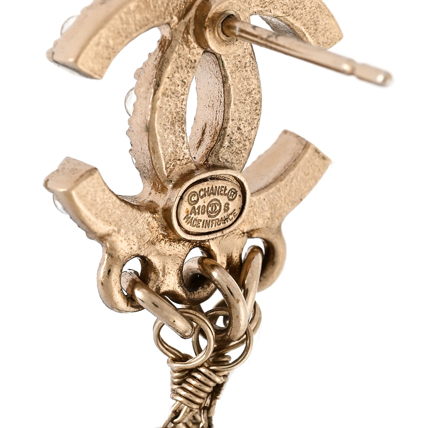 Chanel Pearl CC Long Chain Drop Earrings Gold 4 of 5