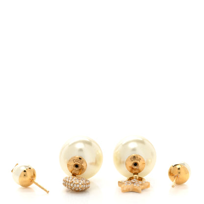 Christian Dior Pearl Crystal Dior Star Heart Tribales Earrings Gold 3 of 4