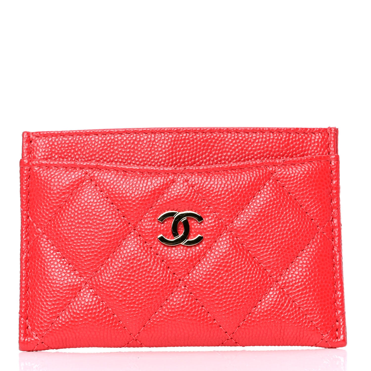 Chanel Caviar Quilted Card Holder Red 1 of 4