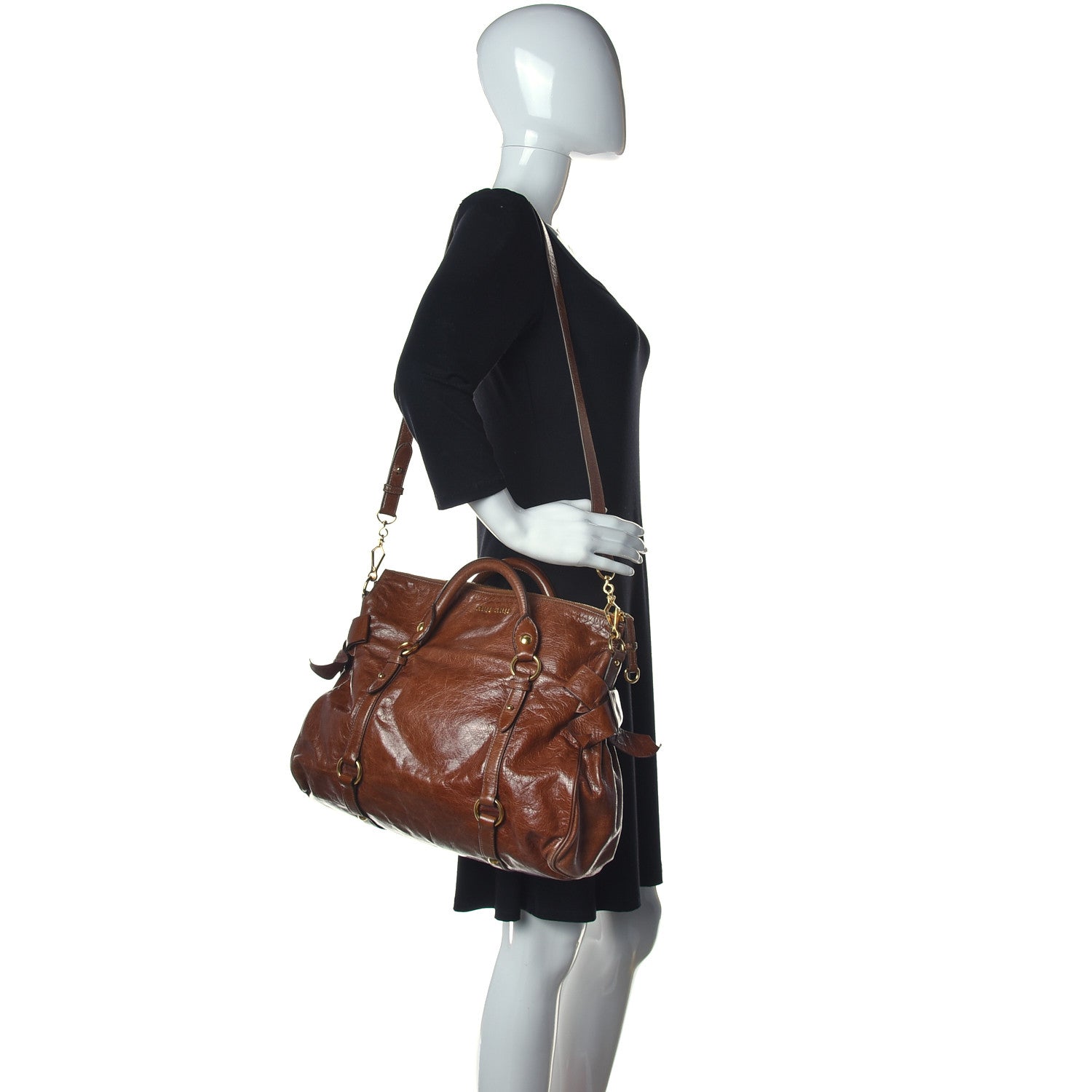 Miu Miu Vitello Lux Medium Bow Bag Palissandro 2 of 16