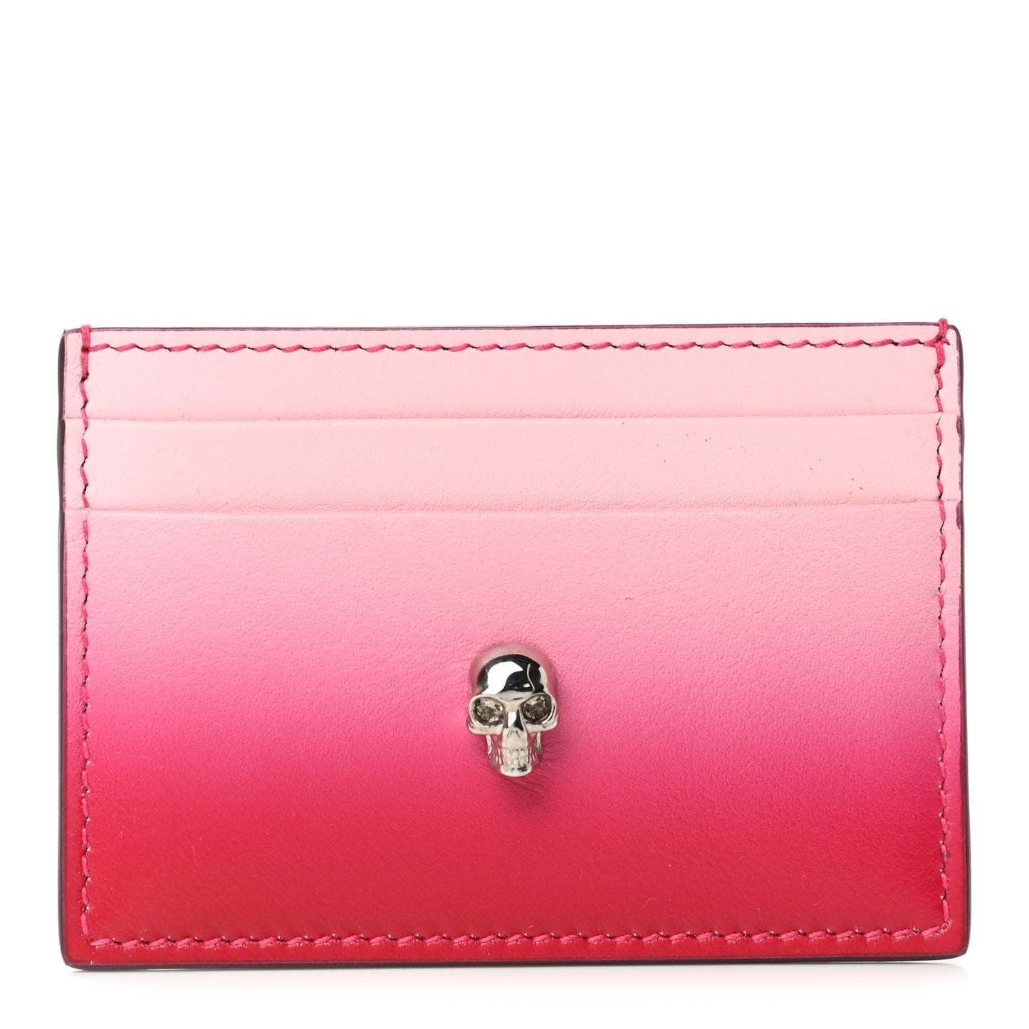 Calfskin Ombre Skull Card Holder Multicolor