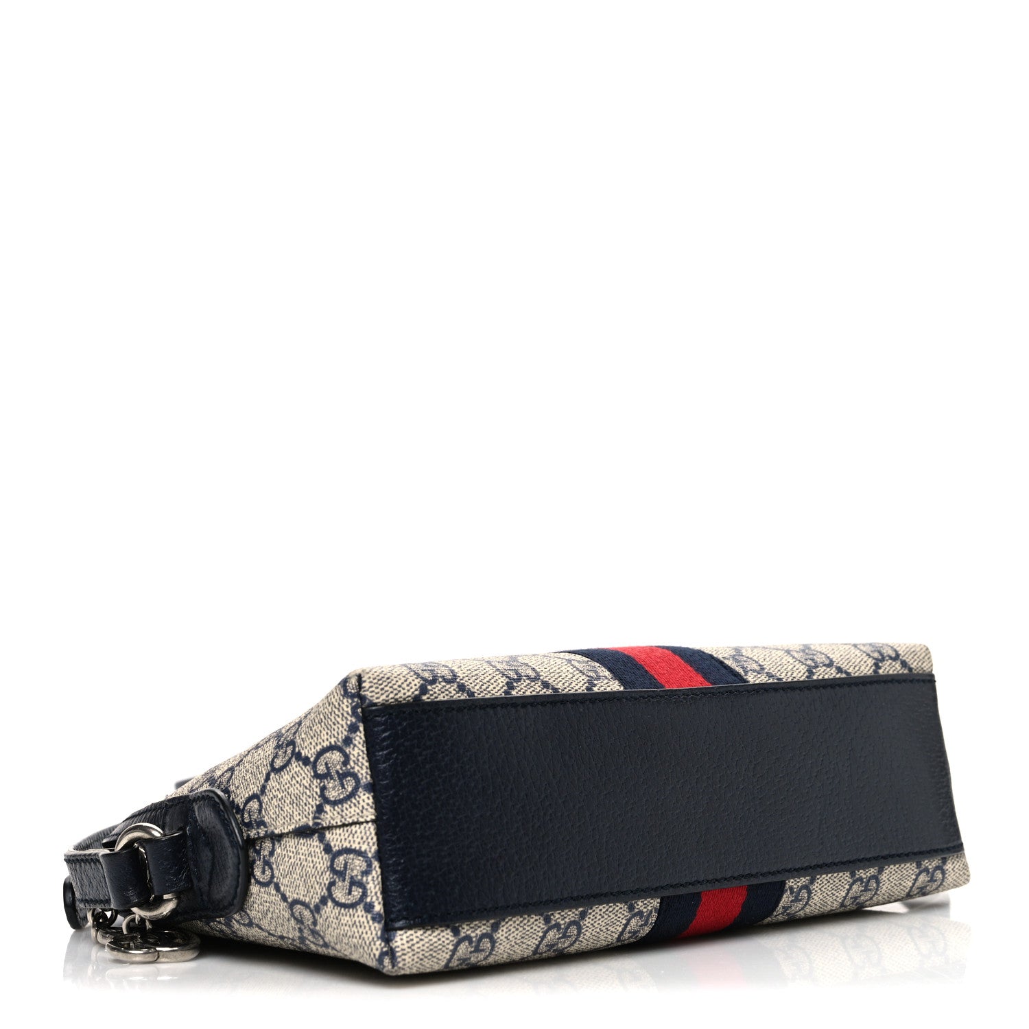 Gucci GG Supreme Monogram Textured Dollar Calfskin Web Small Ophidia Dome Shoulder Bag Beige Blue 4 of 10
