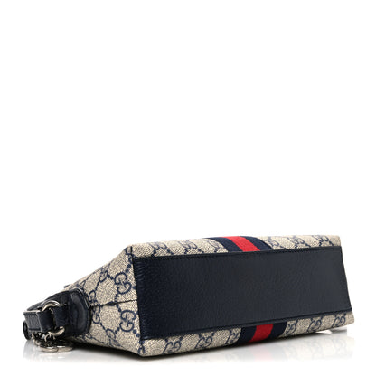 Gucci GG Supreme Monogram Textured Dollar Calfskin Web Small Ophidia Dome Shoulder Bag Beige Blue 4 of 10