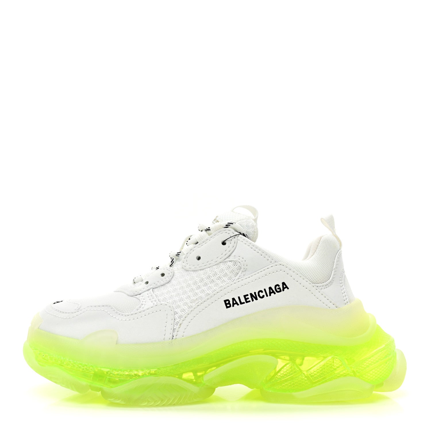 Balenciaga Fabric Mesh Clear Sole Fluo Womens Triple S Sneakers 38 White Fluo Yellow 1 of 9