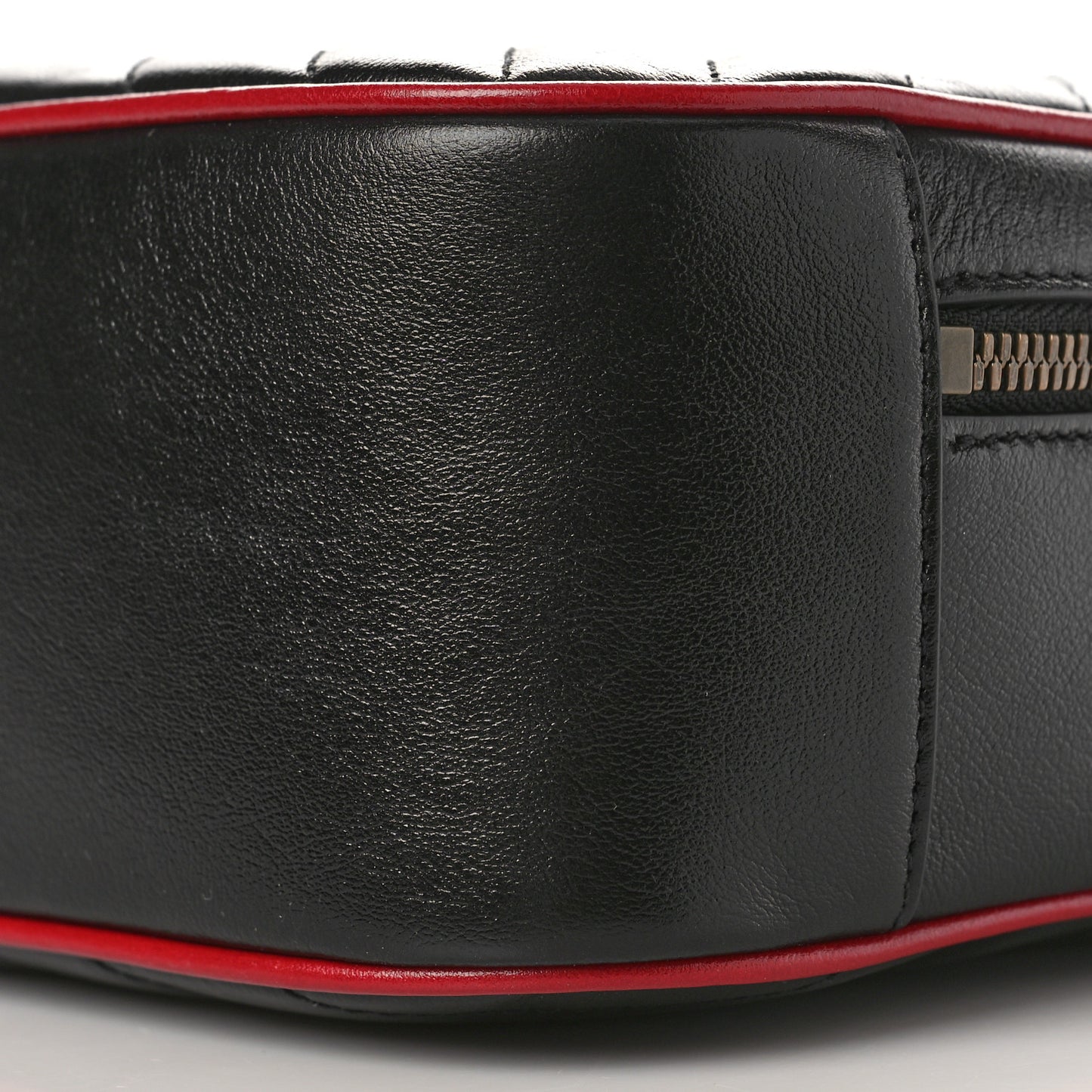 Vintage Effect Calfskin Matelasse Diagonal Small Torchon GG Marmont Bamboo Top Handle Shoulder Bag Black Romantic Cherry