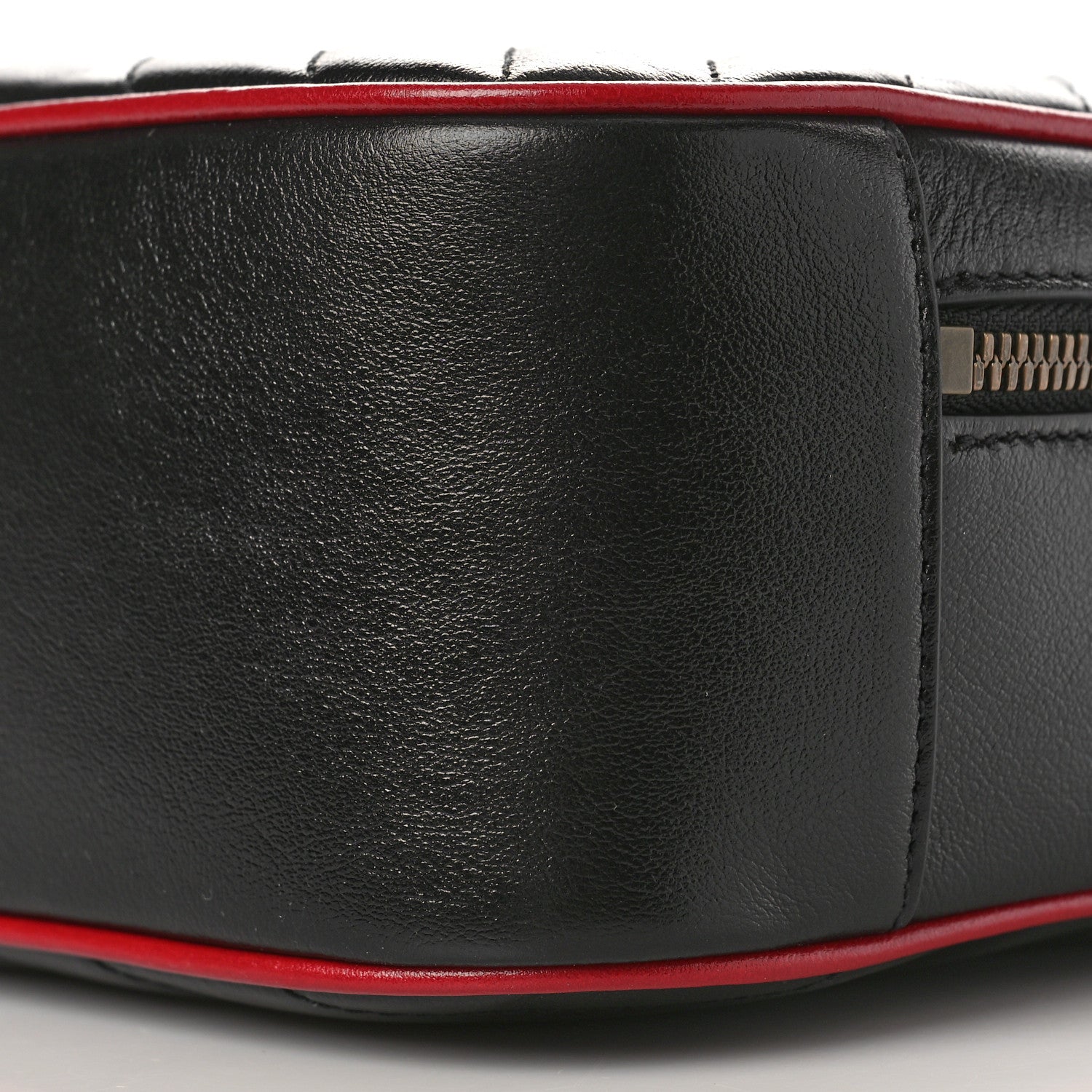 Gucci Vintage Effect Calfskin Matelasse Diagonal Small Torchon GG Marmont Bamboo Top Handle Shoulder Bag Black Romantic Cherry 9 of 9