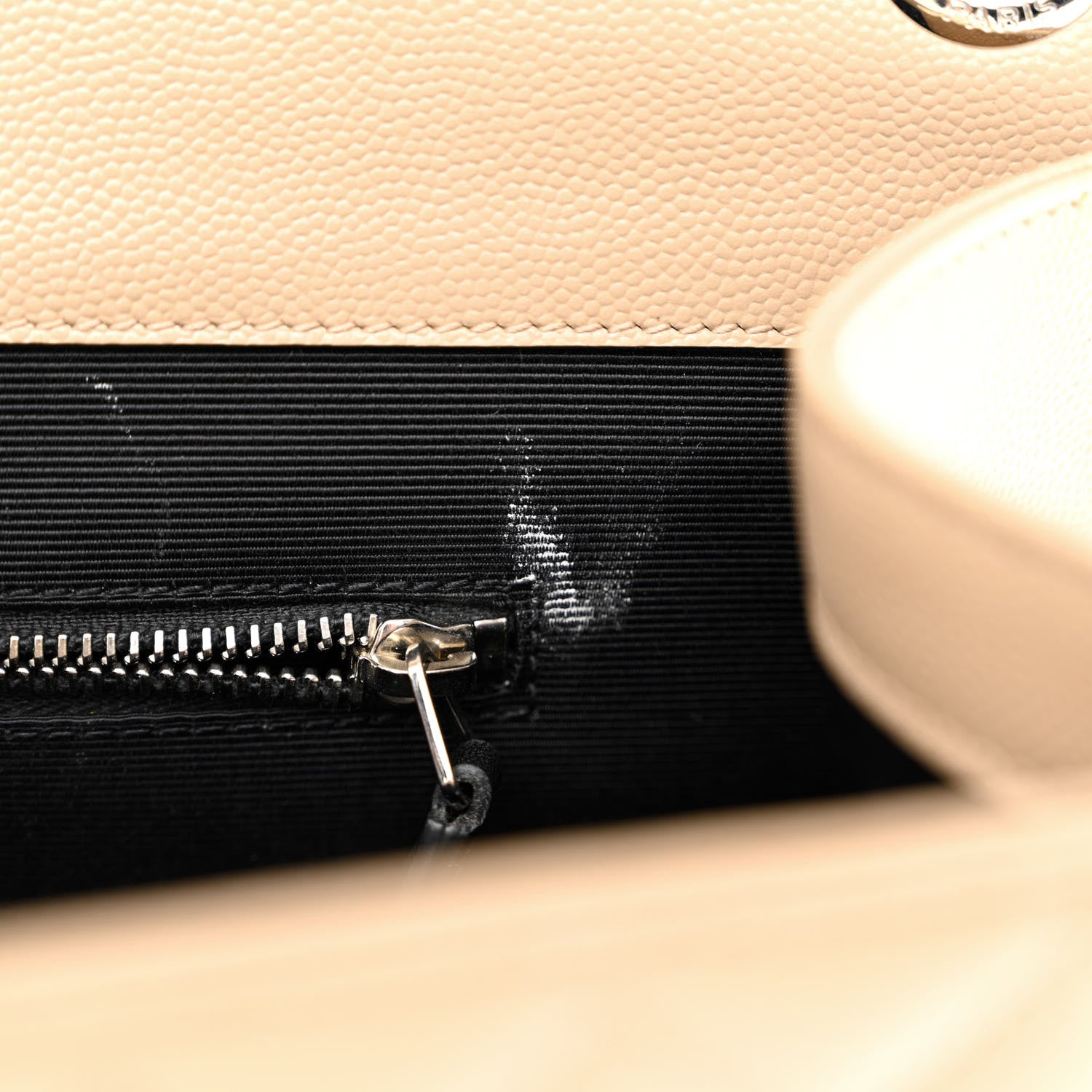 Saint Laurent Grain De Poudre Mixed Matelasse Large Triquilt Monogram Satchel Dark Beige 9 of 14