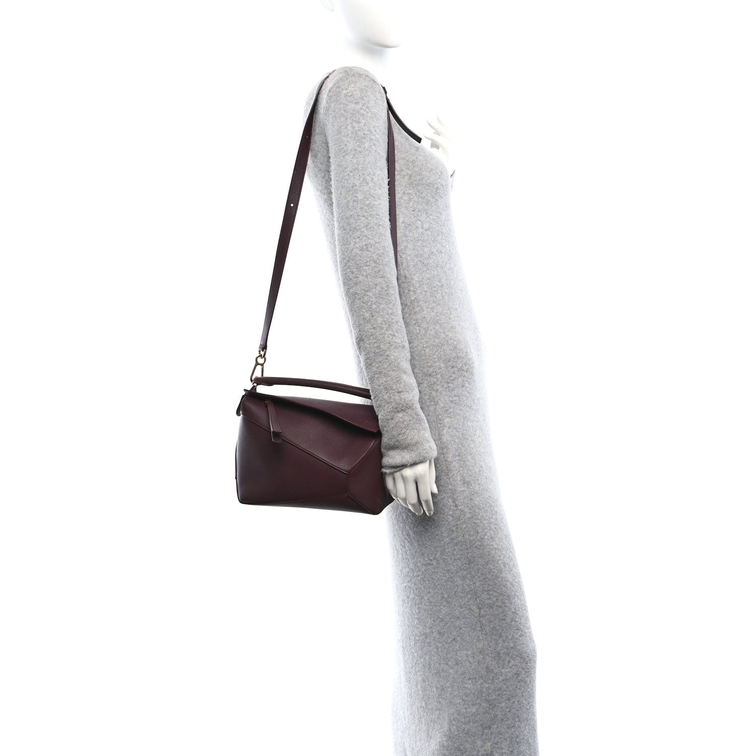 Loewe Soft Grained Calfskin Small Puzzle Edge Bag Dark Burgundy 2 of 17