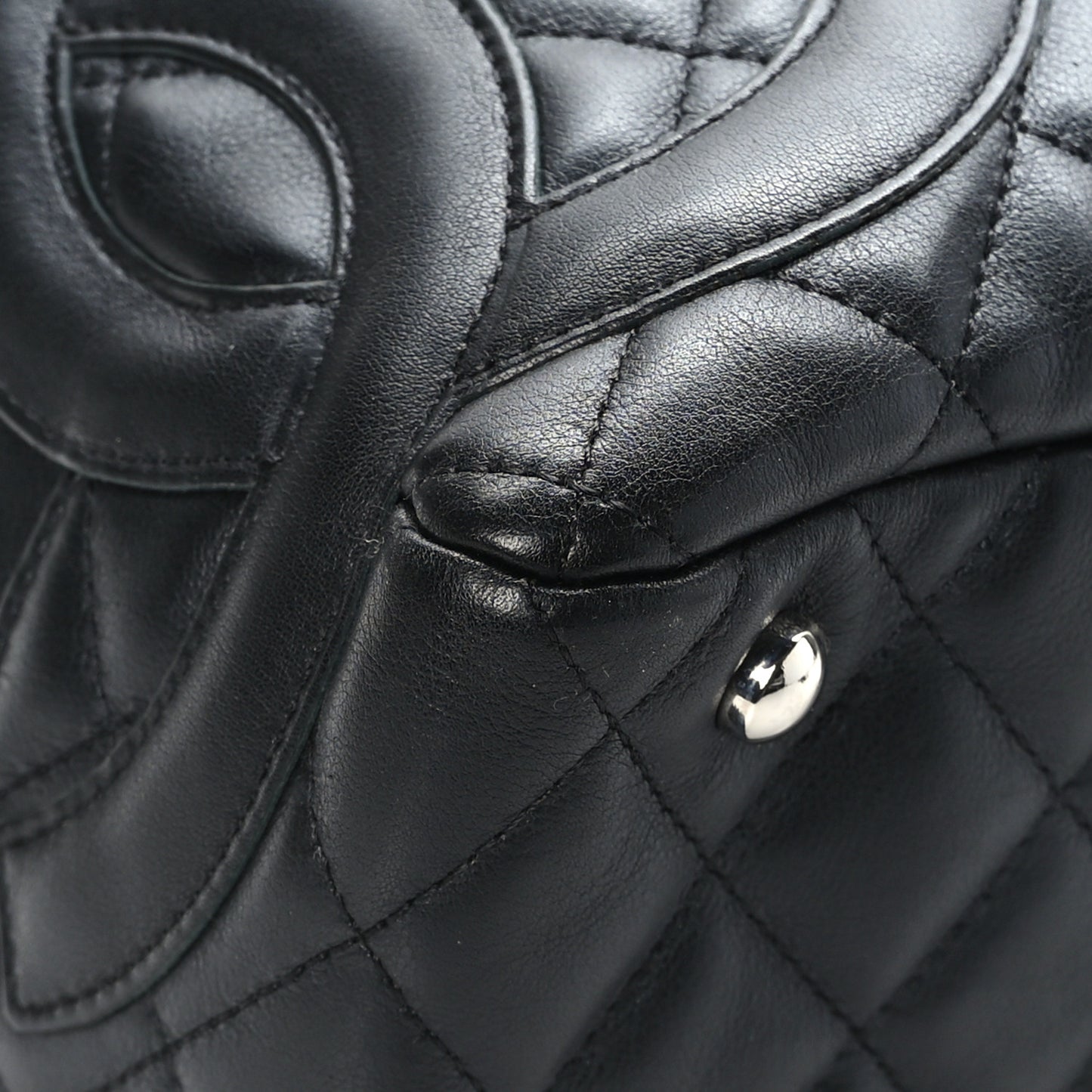 Calfskin Quilted Large Cambon Bowler Black