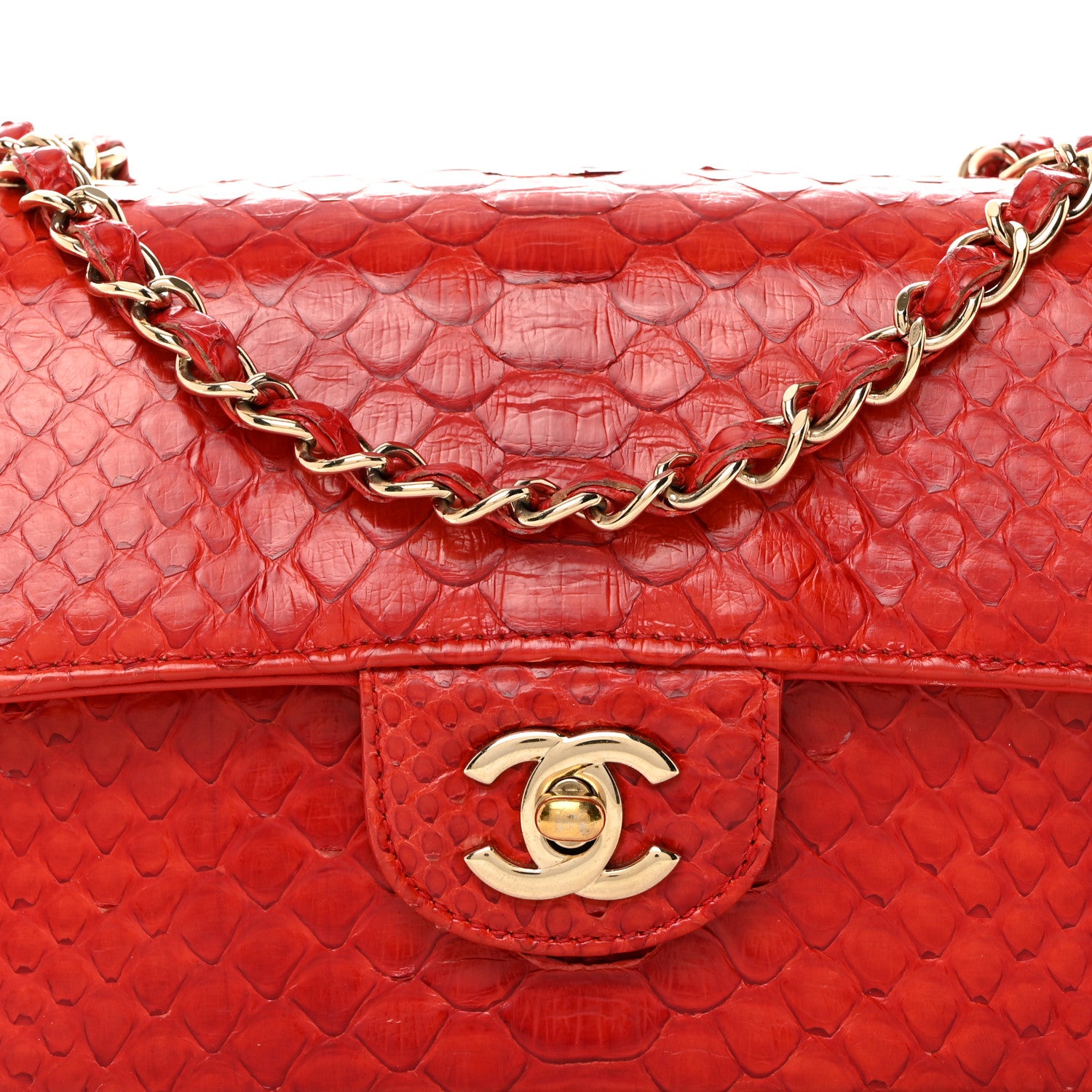 Chanel Snakeskin Mini Rectangular Flap Red 8 of 10