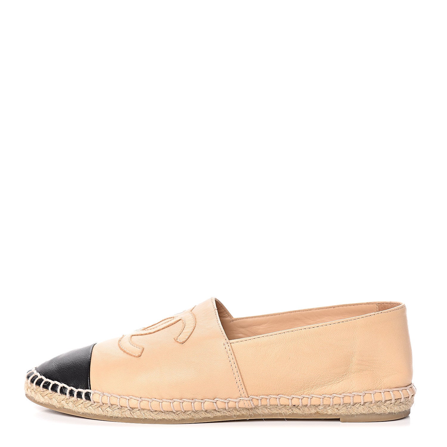 Chanel Lambskin CC Espadrilles 37 Beige Black 1 of 11