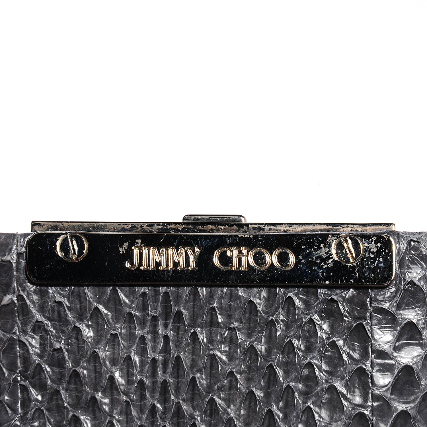 Jimmy Choo Elaphe Snakeskin Chandra Clutch Grey 8 of 10