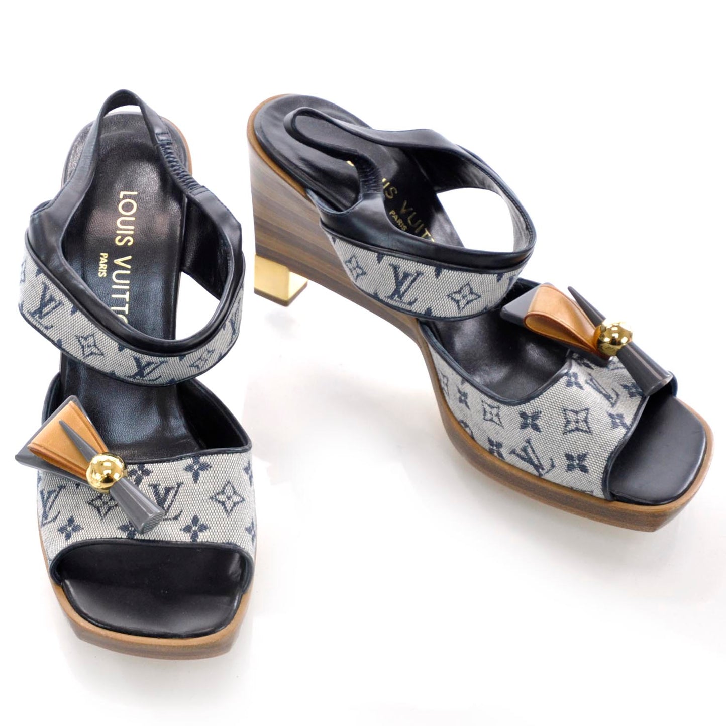 Mini Monogram Wooden Heels 37.5