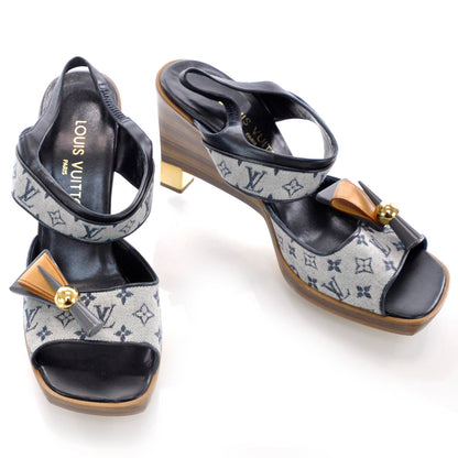 Louis Vuitton Mini Monogram Wooden Heels 37.5 6 of 9