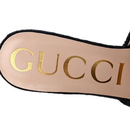 Gucci Velvet Crystal Square G Madelyn Mules 37 Black 8 of 11
