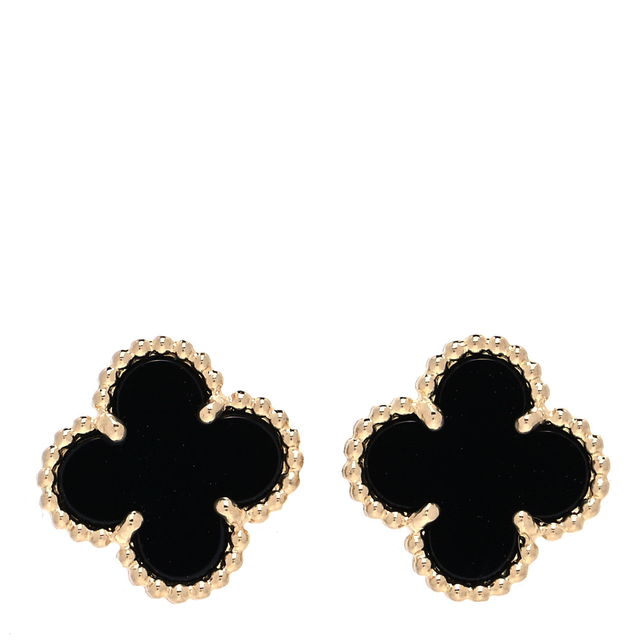18K Yellow Gold Black Onyx Sweet Alhambra Earrings