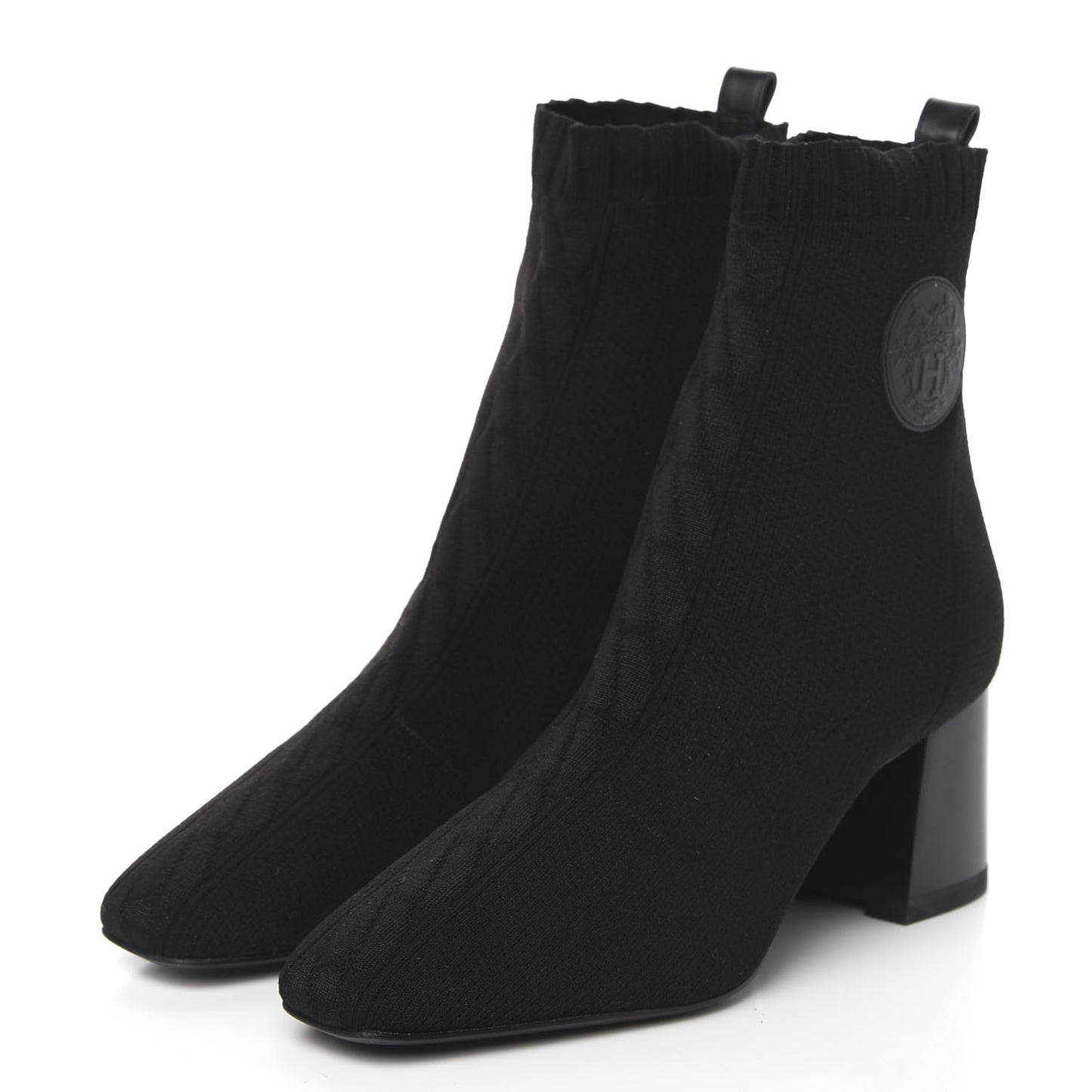 Knit Calfskin Volver Ankle Boots 38 Black