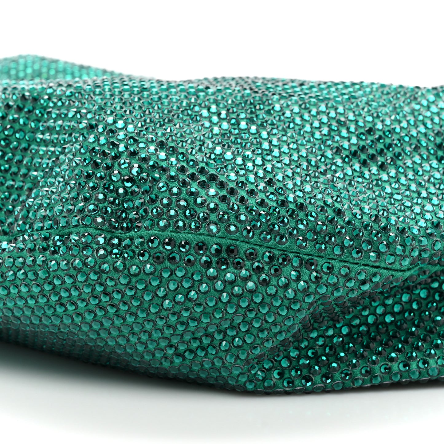 Crystal Embellished Satin Mini Hotfix Jodie Emerald