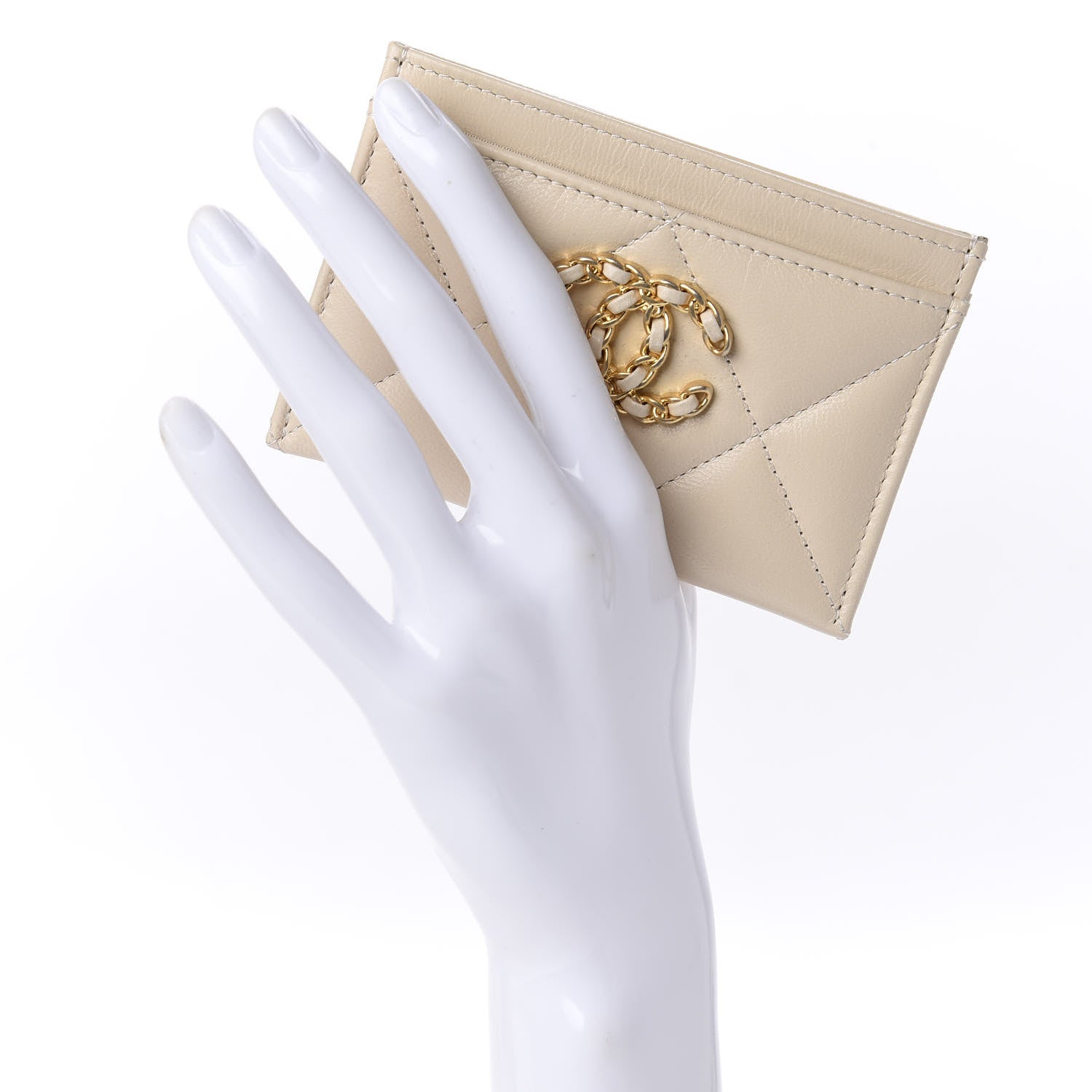 Chanel Goatskin Quilted 19 Card Holder Beige 2 of 11