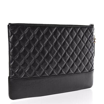 Chanel Aged Calfskin Quilted Large Gabrielle Cosmetic Case Black 3 of 9
