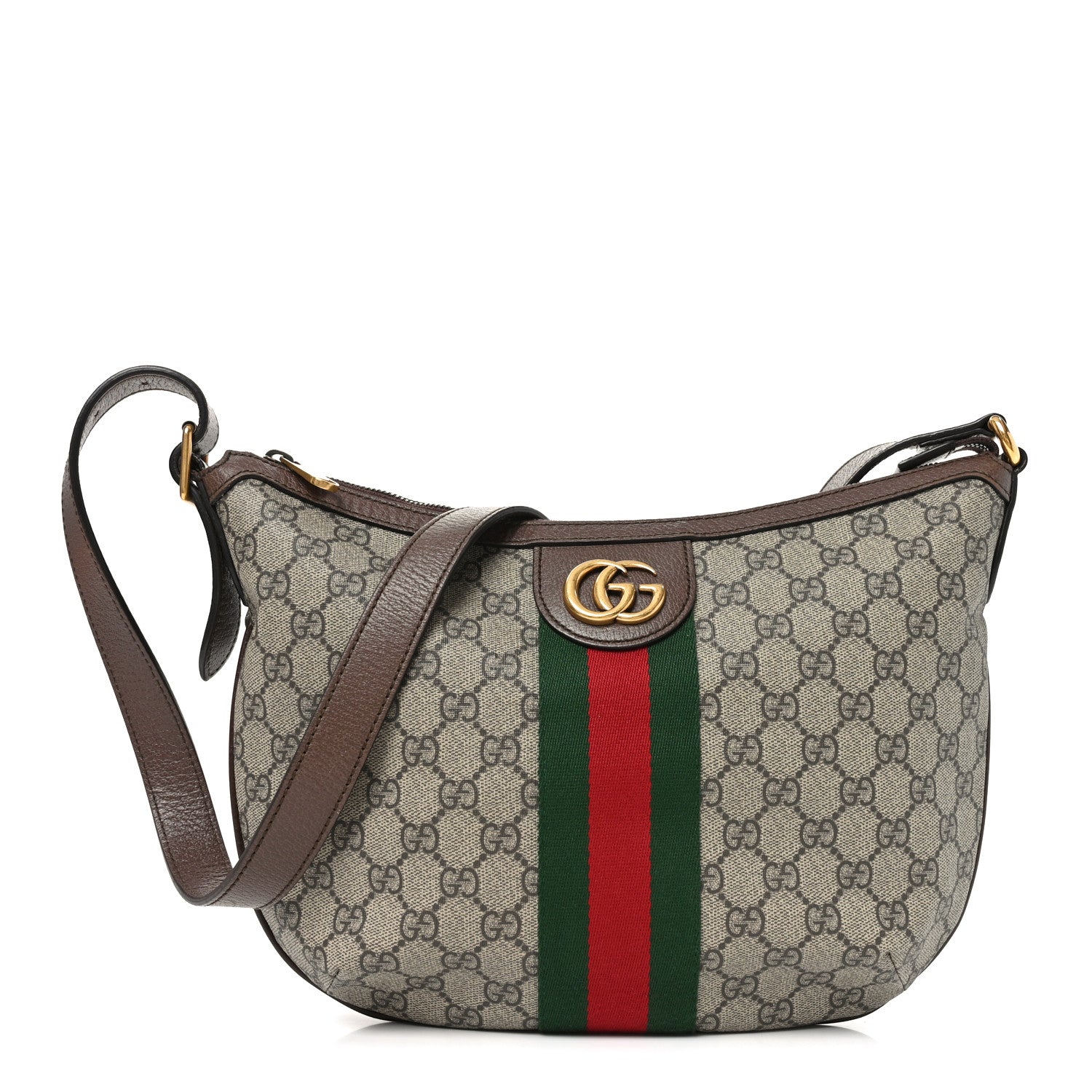 Gucci GG Supreme Monogram Web Small Ophidia Half Moon Hobo Brown 1 of 10
