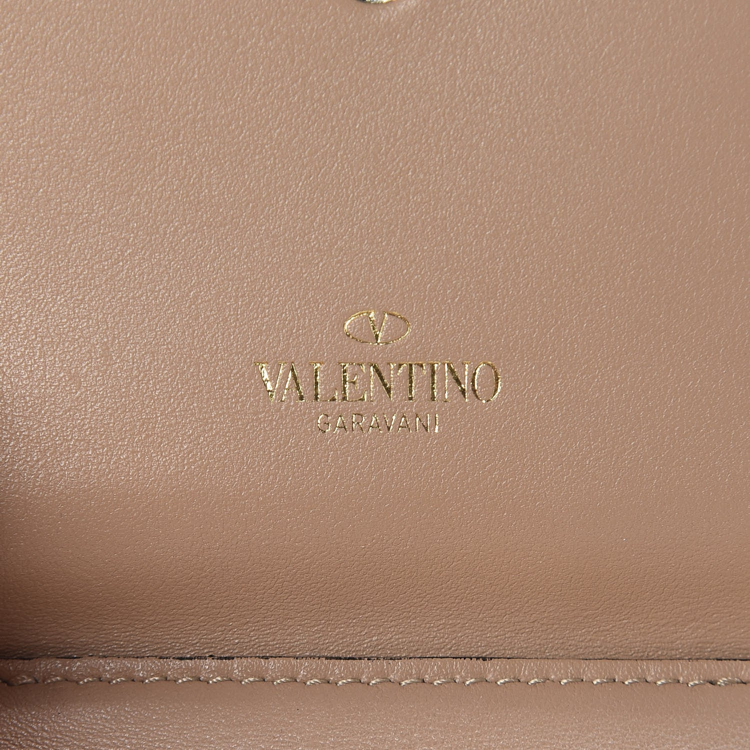 Valentino Garavani Calfskin Rockstud Compact Bi-Fold Wallet Camel Rose 7 of 8