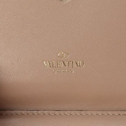 Valentino Garavani Calfskin Rockstud Compact Bi-Fold Wallet Camel Rose 7 of 8