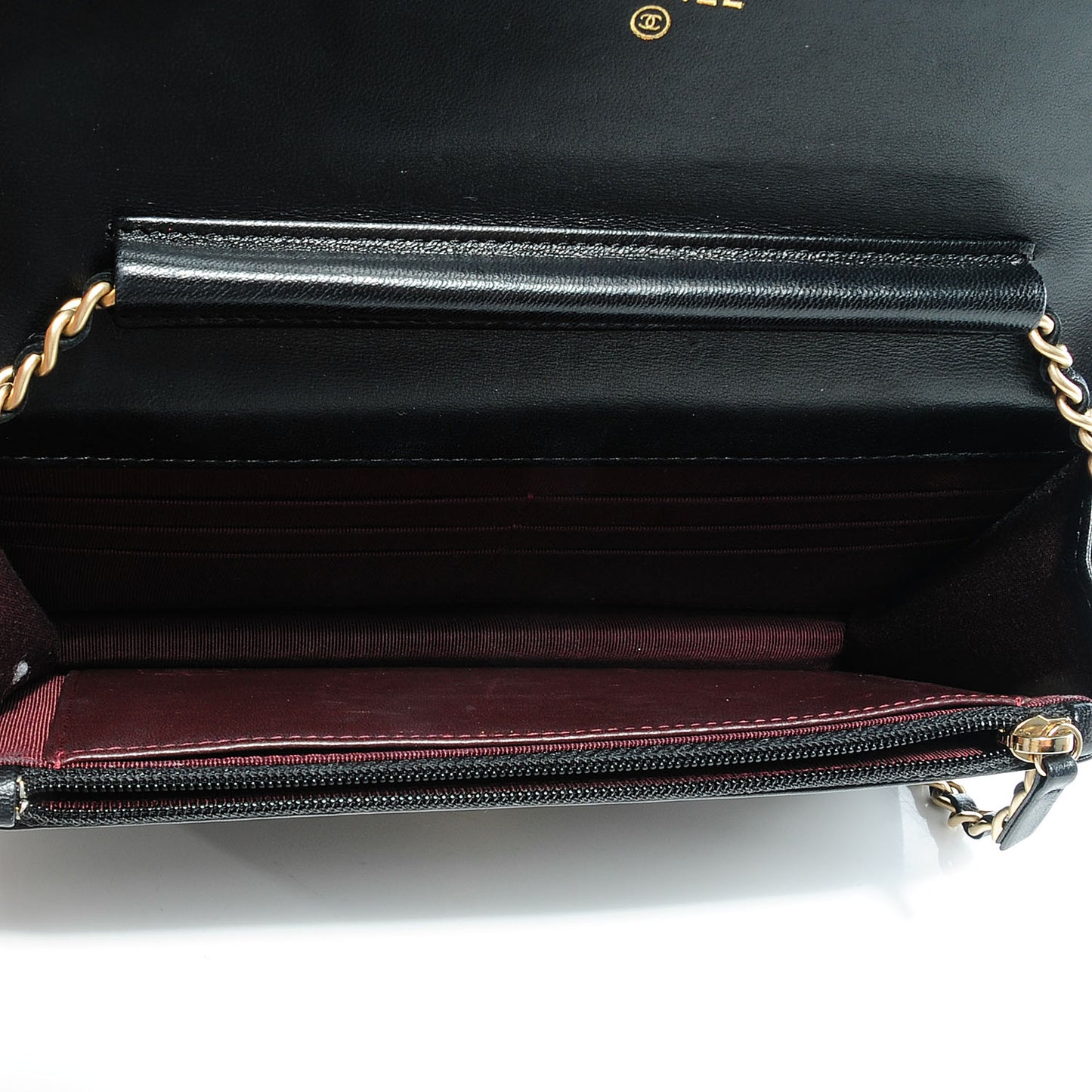 Lambskin Quilted Wallet On Chain WOC Black
