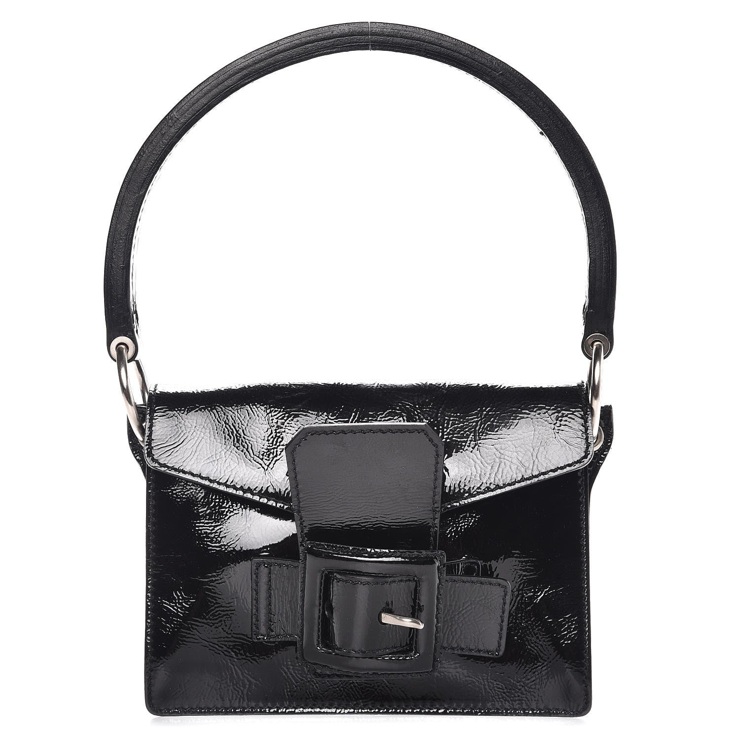 Miu Miu Patent Buckle Flap Handbag Black 1 of 8