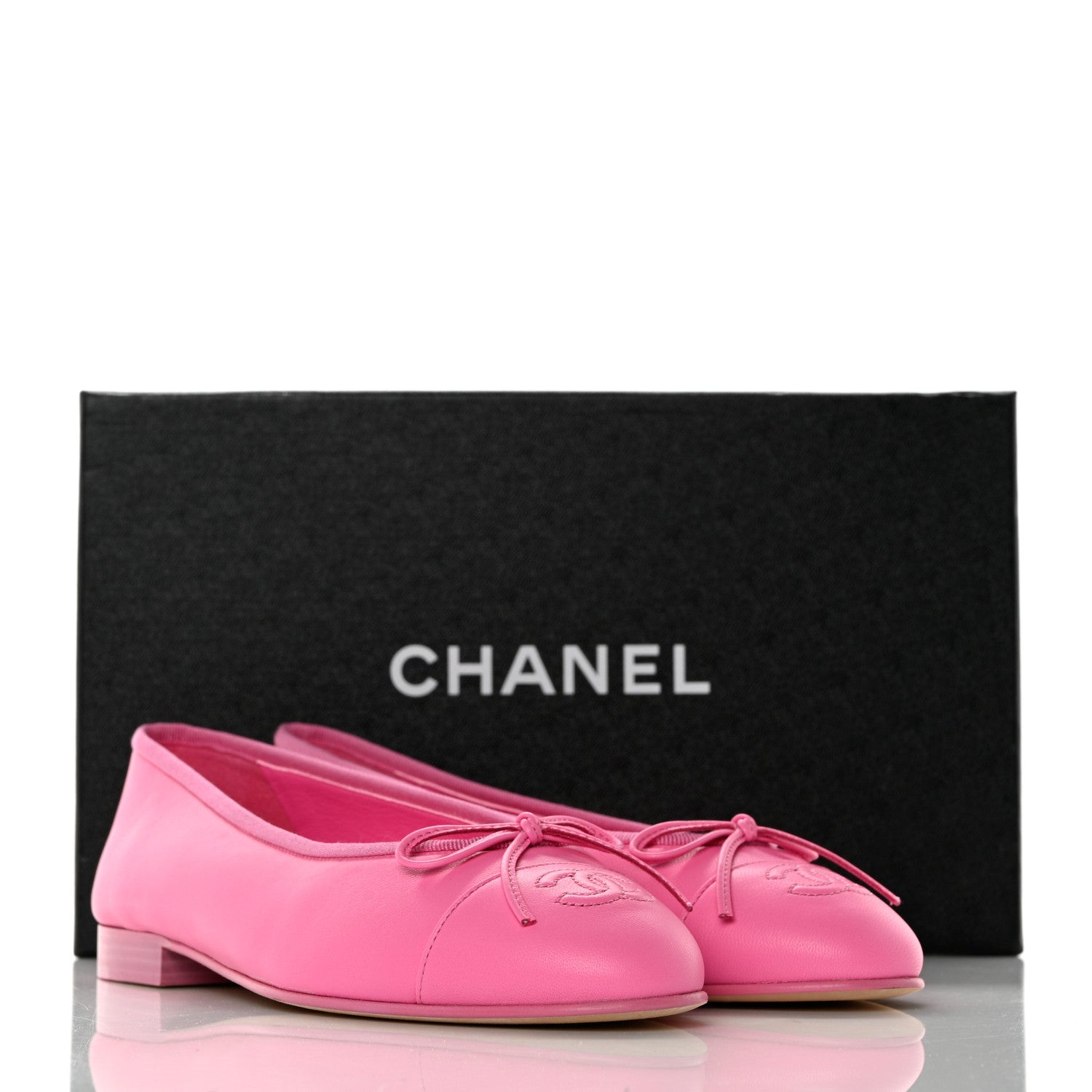 Chanel Lambskin Cap Toe CC Ballerina Flats 37 Pink 9 of 9