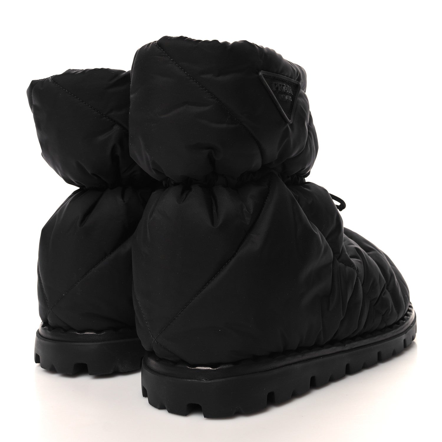 Prada Re-Nylon Piuma Triangle Logo Padded Drawcord 20mm Snow Boots 39.5 Black 4 of 8