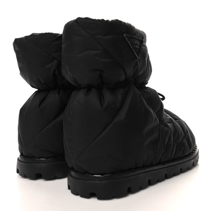 Prada Re-Nylon Piuma Triangle Logo Padded Drawcord 20mm Snow Boots 39.5 Black 4 of 8