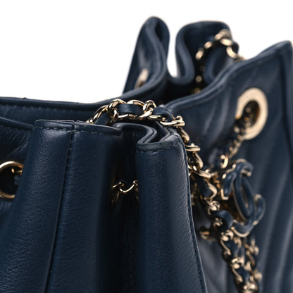 Chanel Calfskin Quilted Daily Chevron Drawstring Bag Blue 9 of 9
