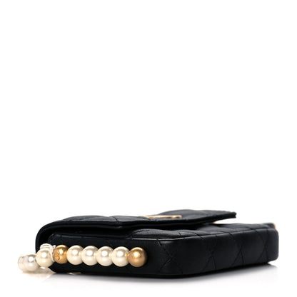 Chanel Calfskin Quilted About Pearls Card Holder Flap With Chain Black 4 of 12