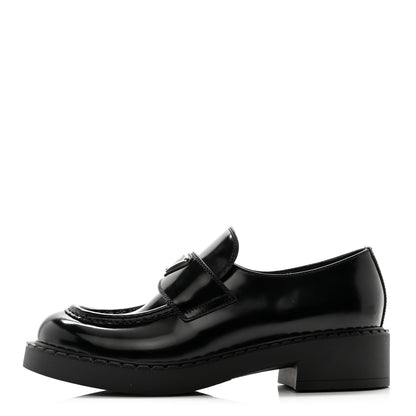 Prada Spazzolato Metal Triangle Logo 50mm Loafers 38.5 Black 1 of 13