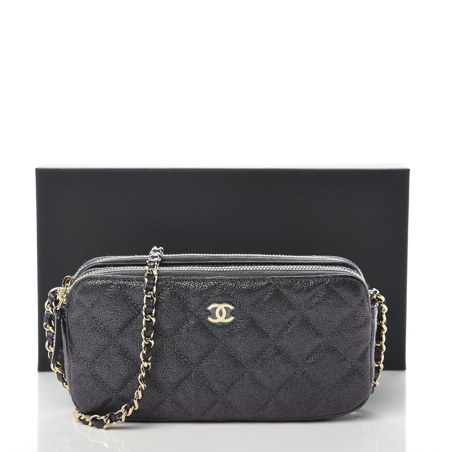 Chanel Iridescent Caviar Quilted Clutch With Chain Black 13 of 13
