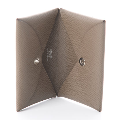 Hermes Epsom Calvi Card Case Etoupe 3 of 4