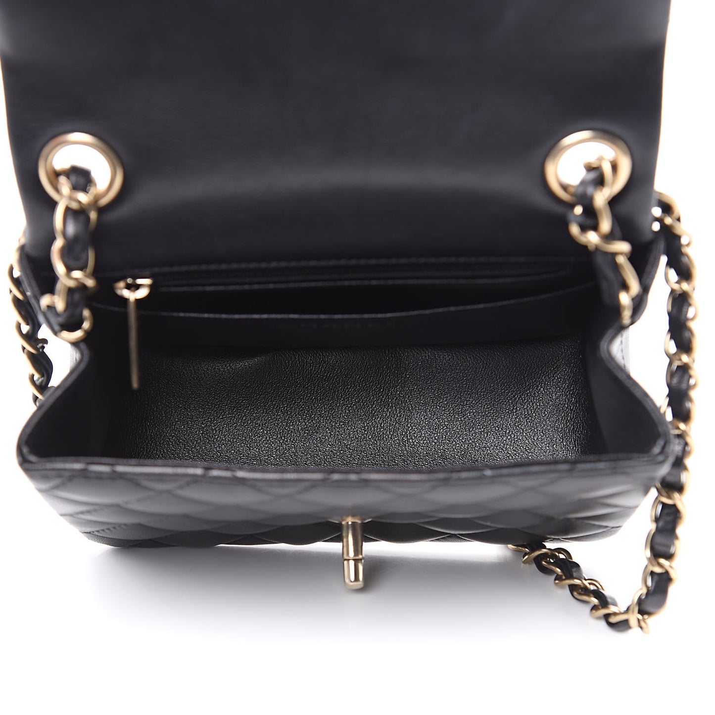 Lambskin Quilted Mini Square Flap Black