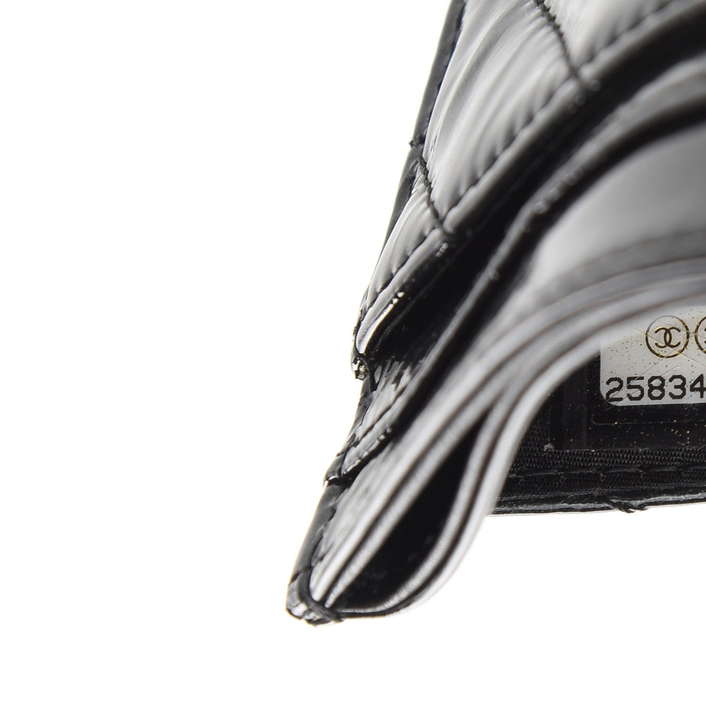 Patent Chevron Quilted Card Holder Black