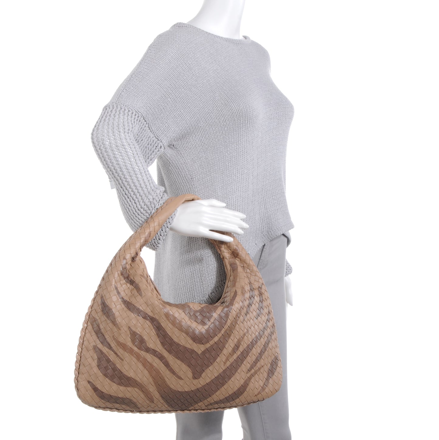 Nappa Snakeskin Intrecciato Large Veneta Tiger Print Hobo Maple