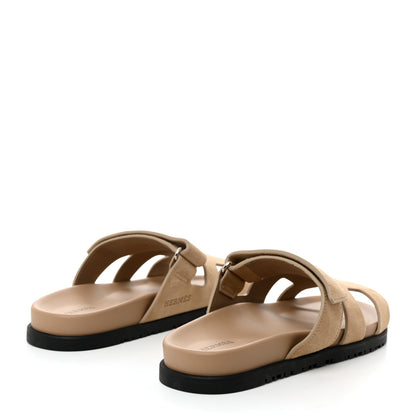 Hermes Suede Goatskin Womens Chypre Sandals 38.5 Beige Argile 4 of 9