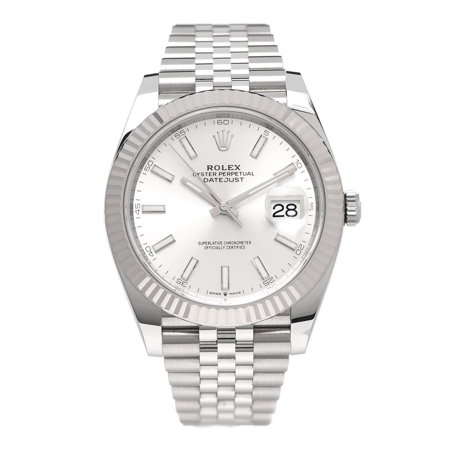 Stainless Steel 18K White Gold 41mm Oyster Perpetual Datejust Watch Silver 126334
