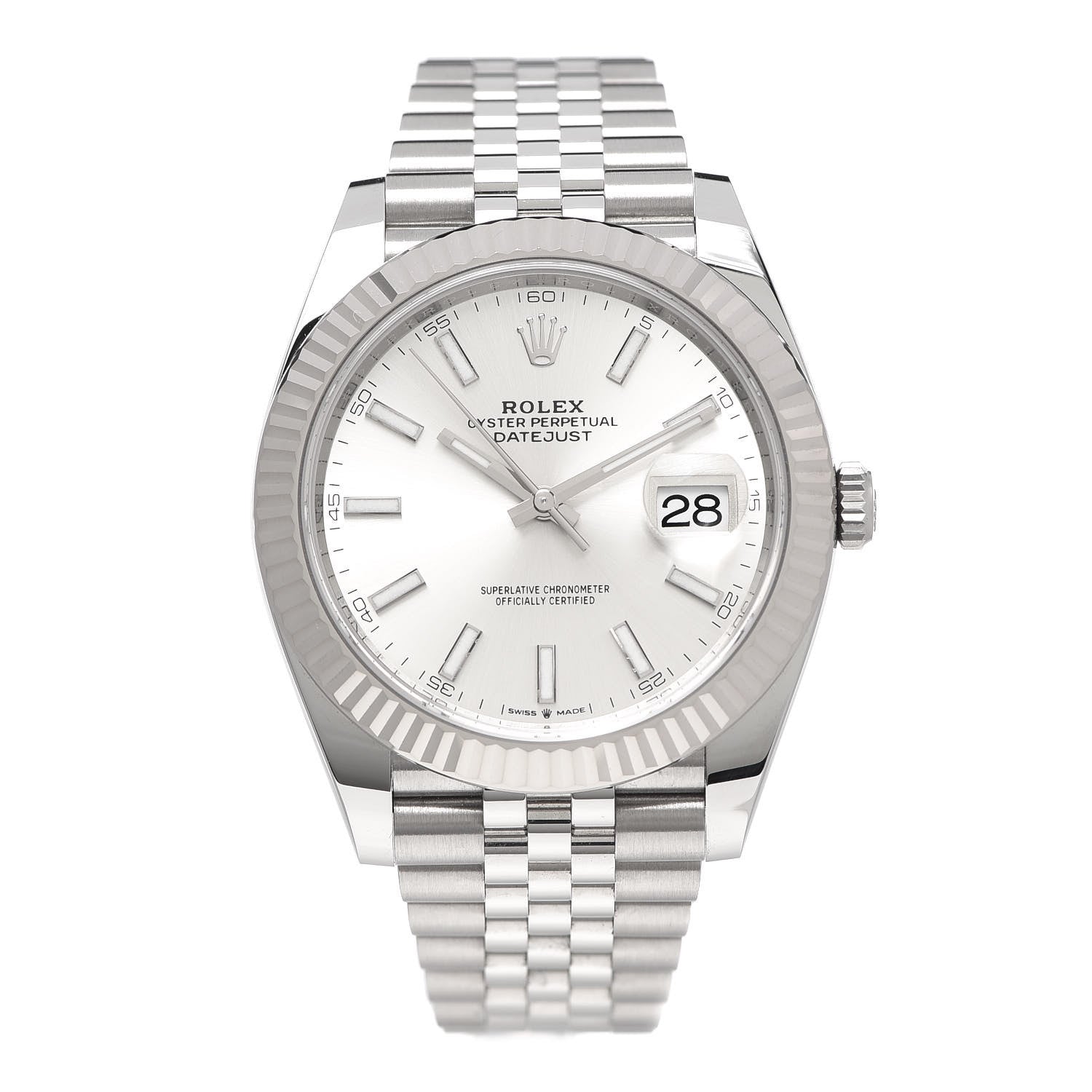 Rolex Stainless Steel 18K White Gold 41mm Oyster Perpetual Datejust Watch Silver 126334 1 of 5